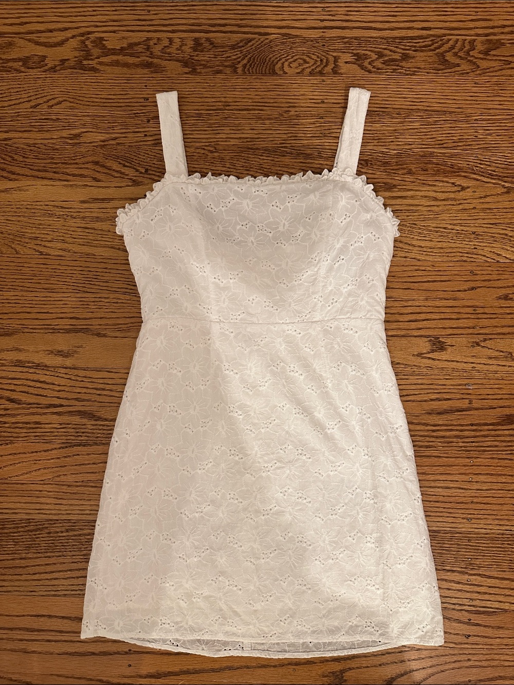 Aqua White Floral Eyelet Mini Dress